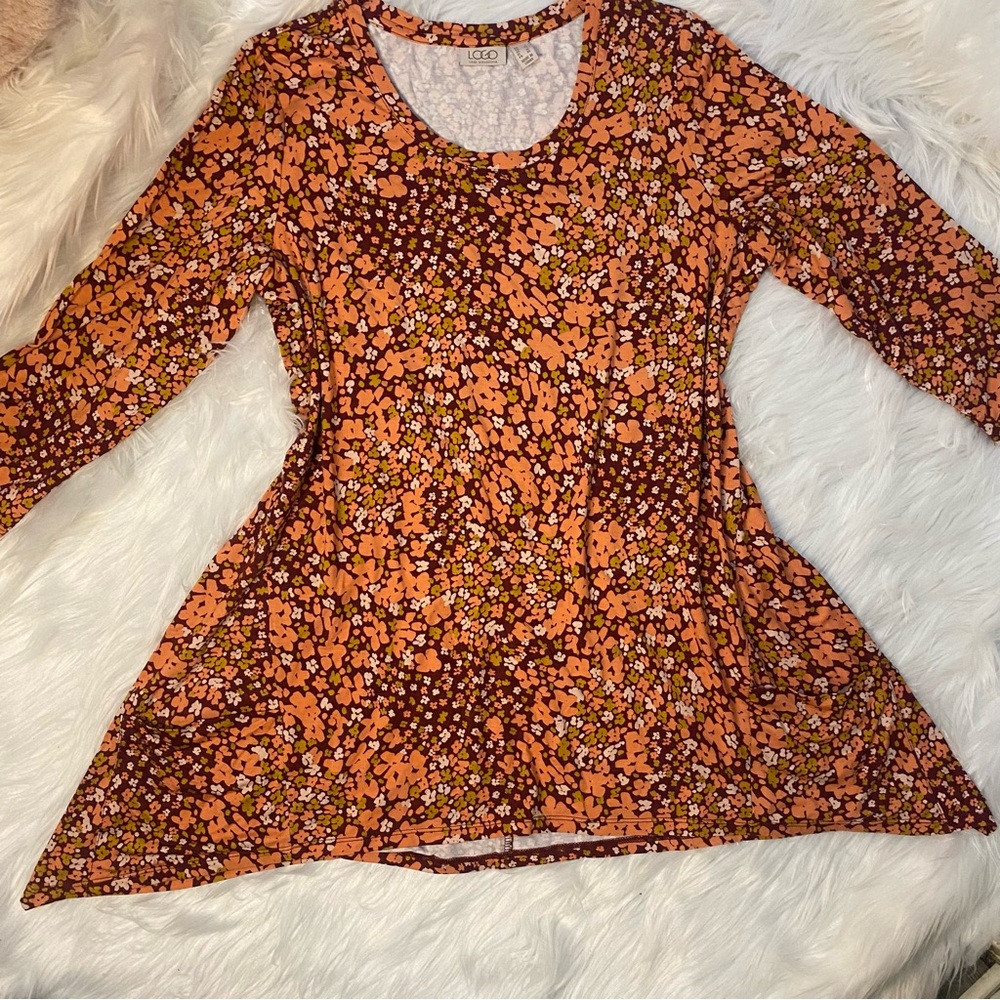 LOGO Lori Goldstein Soft Stretchy Jersey Knit
Tunic Top